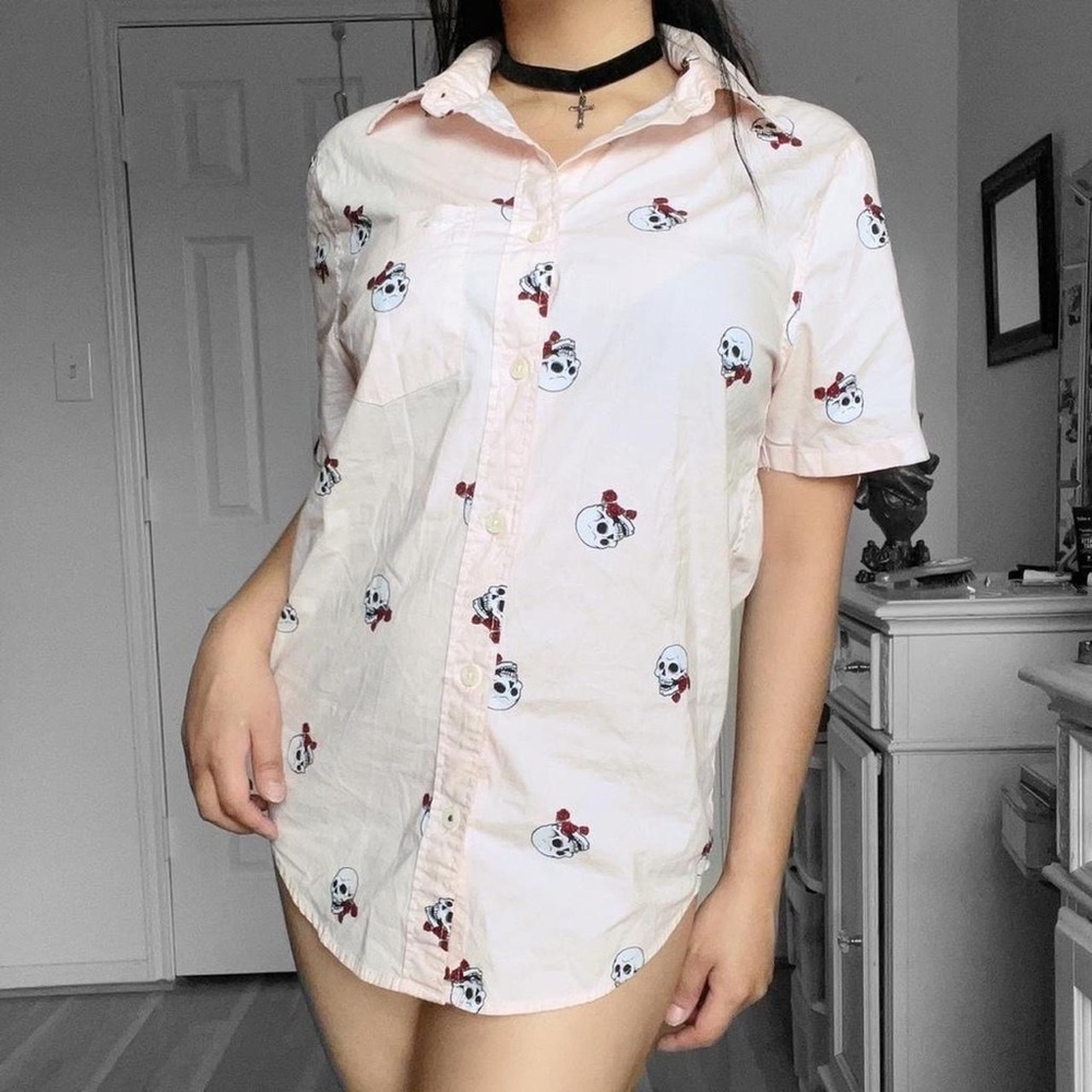 ☠️ Punk Soft Girl Skull Button Up